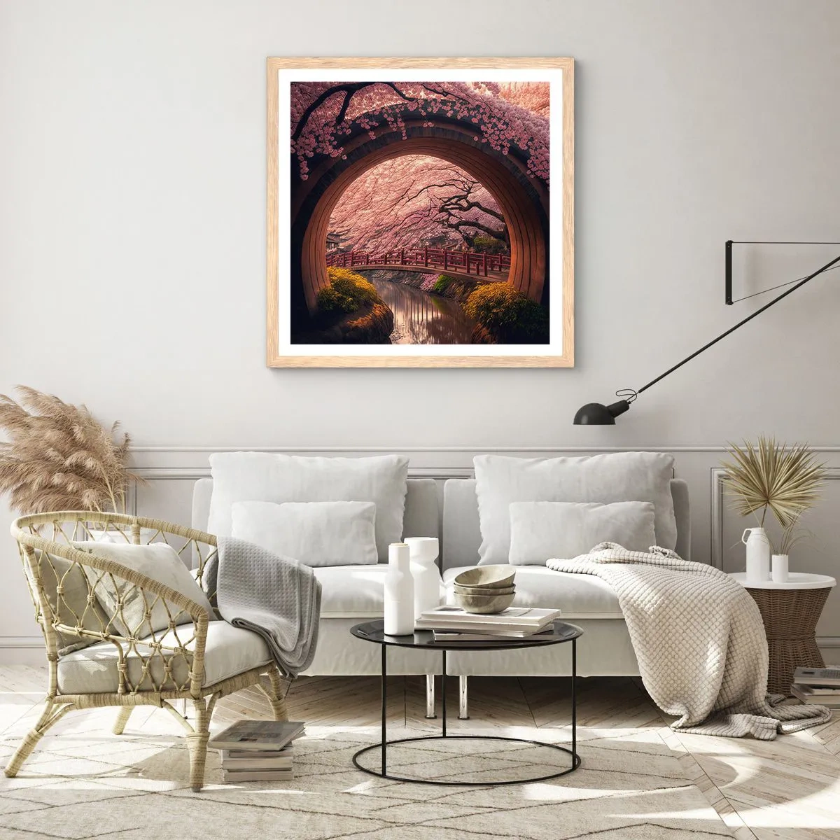 Poster in cornice rovere chiaro - Primavera giapponese - 60x60 cm
