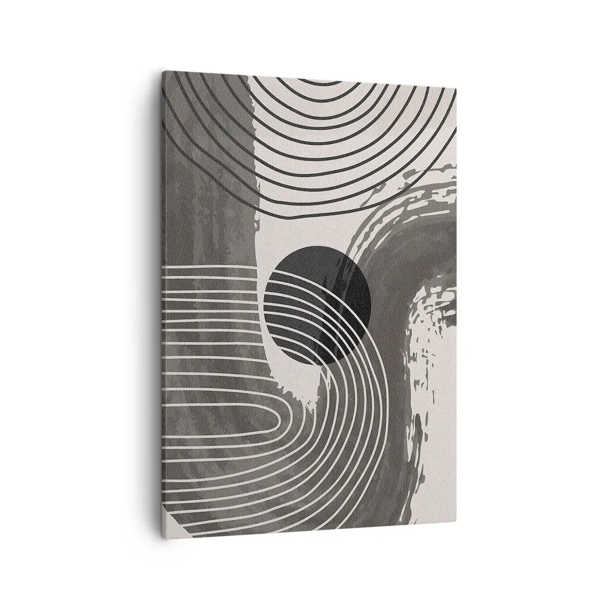Quadro su tela - Stampe su Tela - Linee geometriche e ovali in tonalità monocromatiche - 50x70cm - L'ovale vittorioso - Decorazione murale moderna per soggiorno e camera da letto ARTTOR