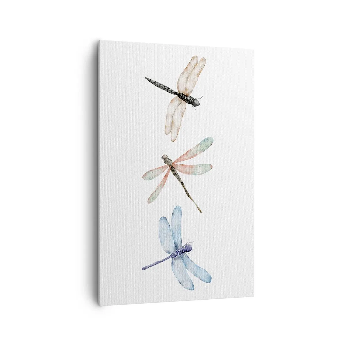 Quadro su tela - Stampe su Tela - Tre libellule dai delicati colori pastello - 80x120cm - Libellule senza peso - Decorazione murale moderna per soggiorno e camera da letto ARTTOR