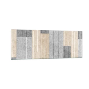 Quadro su vetro - Composizione geometrica nei toni del grigio e del beige - 140x50cm - Composizione: rigare dritto - Decorazione murale moderna per soggiorno e camera da letto ARTTOR