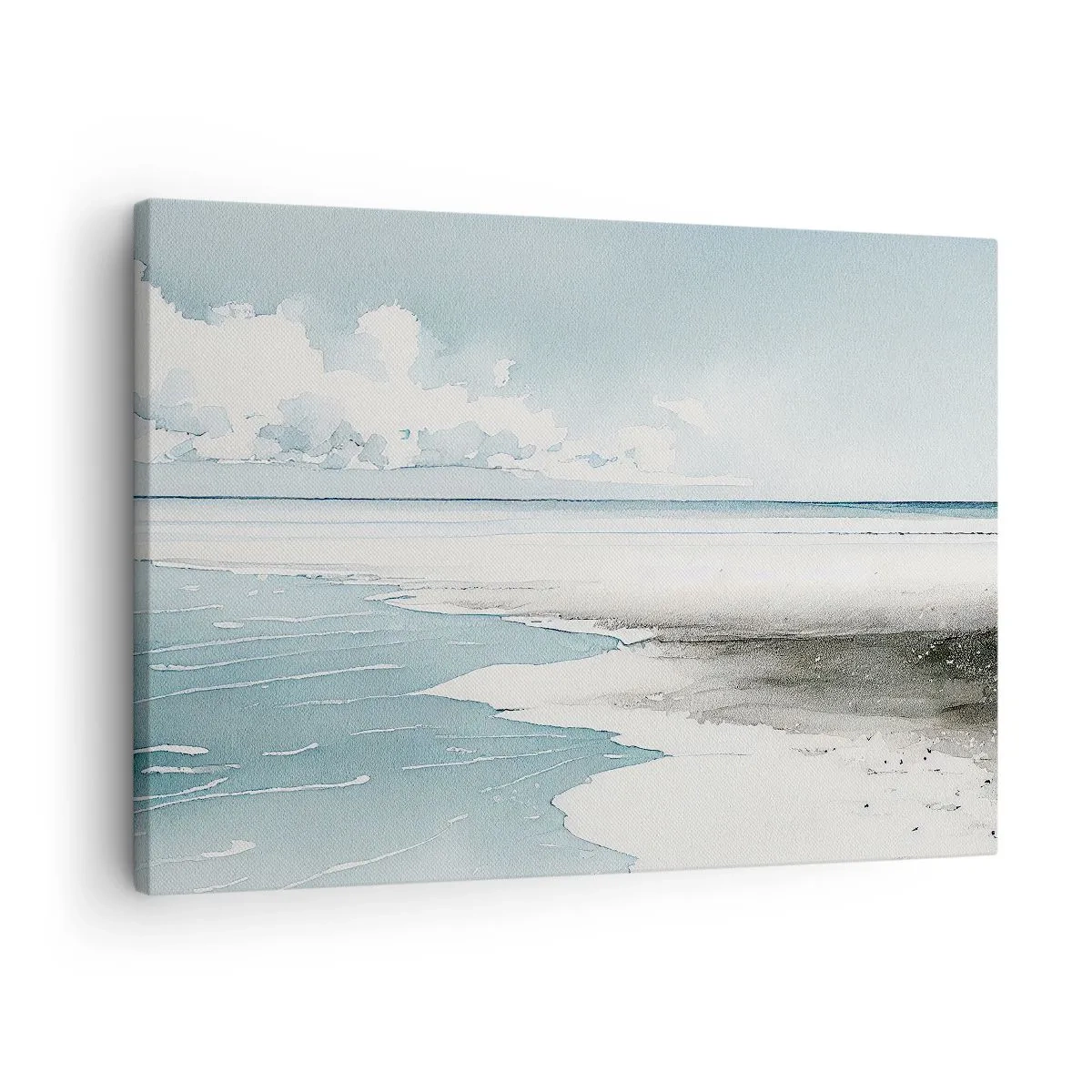Quadro su tela - Stampe su Tela - Un mare calmo e una spiaggia dalle tonalità chiare di blu - 70x50cm - Marea dolce - Decorazione murale moderna per soggiorno e camera da letto ARTTOR