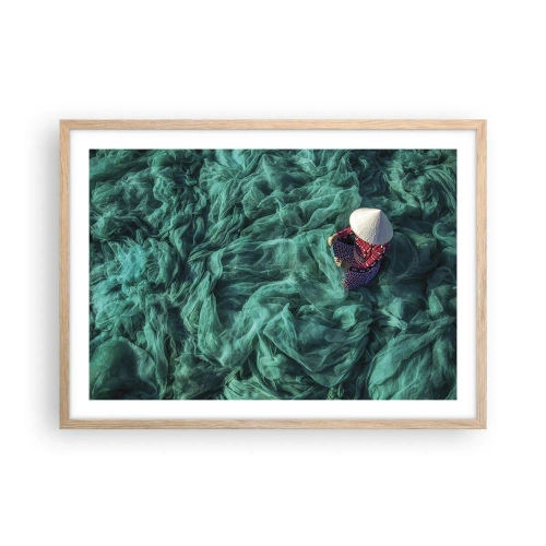 Poster in cornice rovere chiaro - Nel mare di reti - 70x50 cm