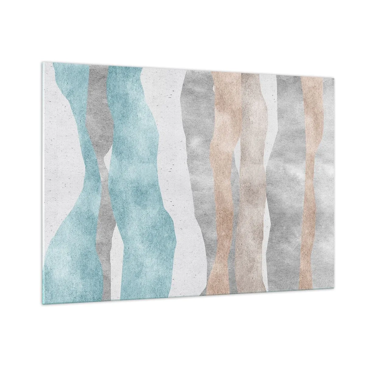 Quadro su vetro - Delicate strisce nei toni del beige e del blu - 100x70cm - Studio di prossimità - Decorazione murale moderna per soggiorno e camera da letto ARTTOR