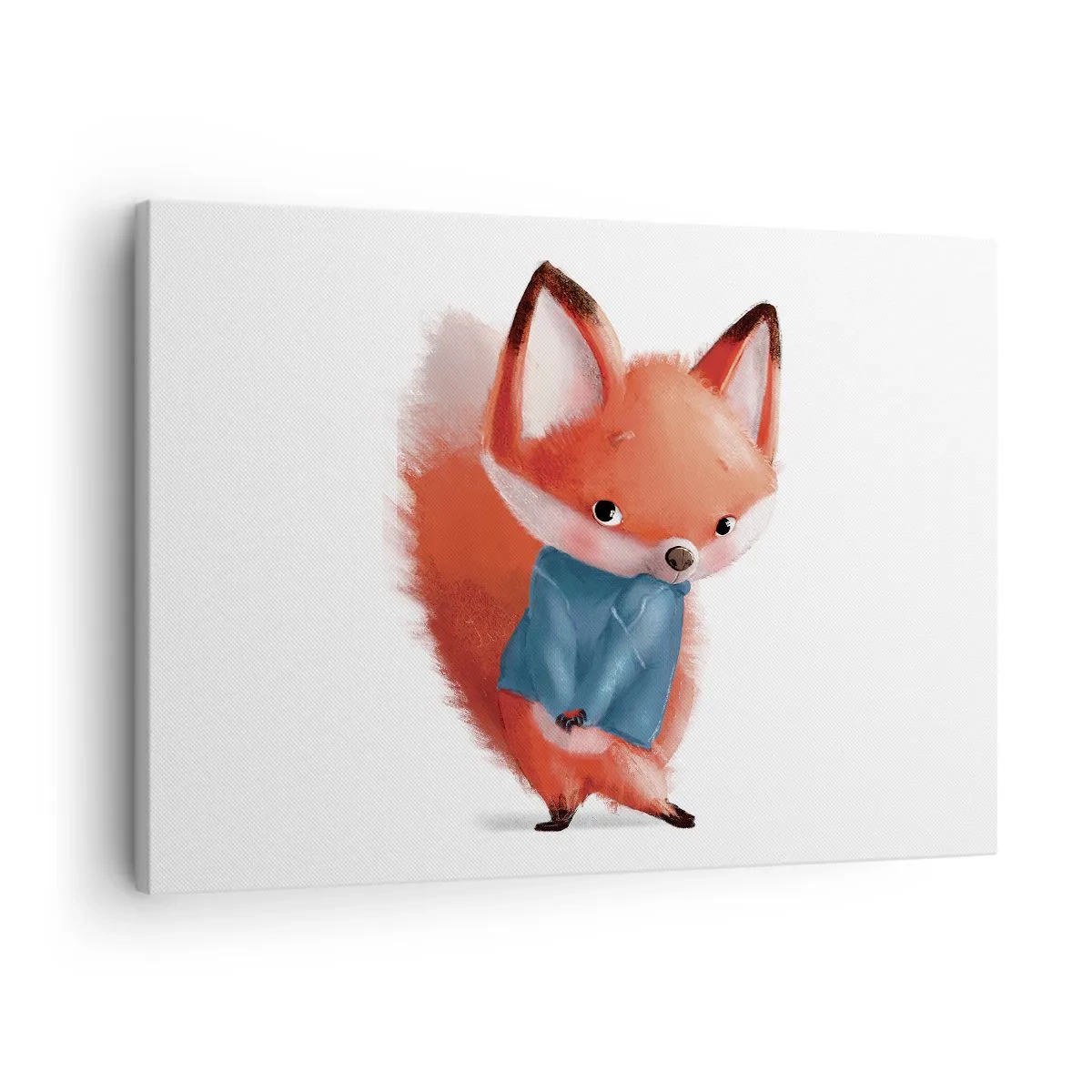 Quadro su tela - Stampe su Tela - Una simpatica volpe in un vestito blu - 70x50cm - Ci sto bene? - Decorazione murale moderna per soggiorno e camera da letto ARTTOR