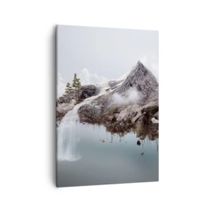 Quadro su tela - Stampe su Tela - Una montagna surreale che galleggia tra le nuvole con una cascata - 50x70cm - Con l'occhio del surrealista - Decorazione murale moderna per soggiorno e camera da letto ARTTOR