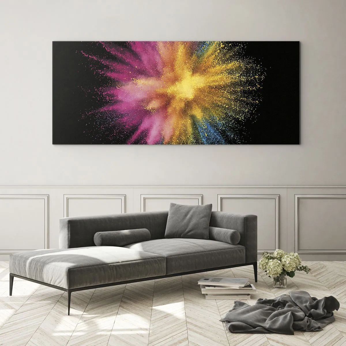 Quadro su vetro - La nascita dei colori - 100x40 cm