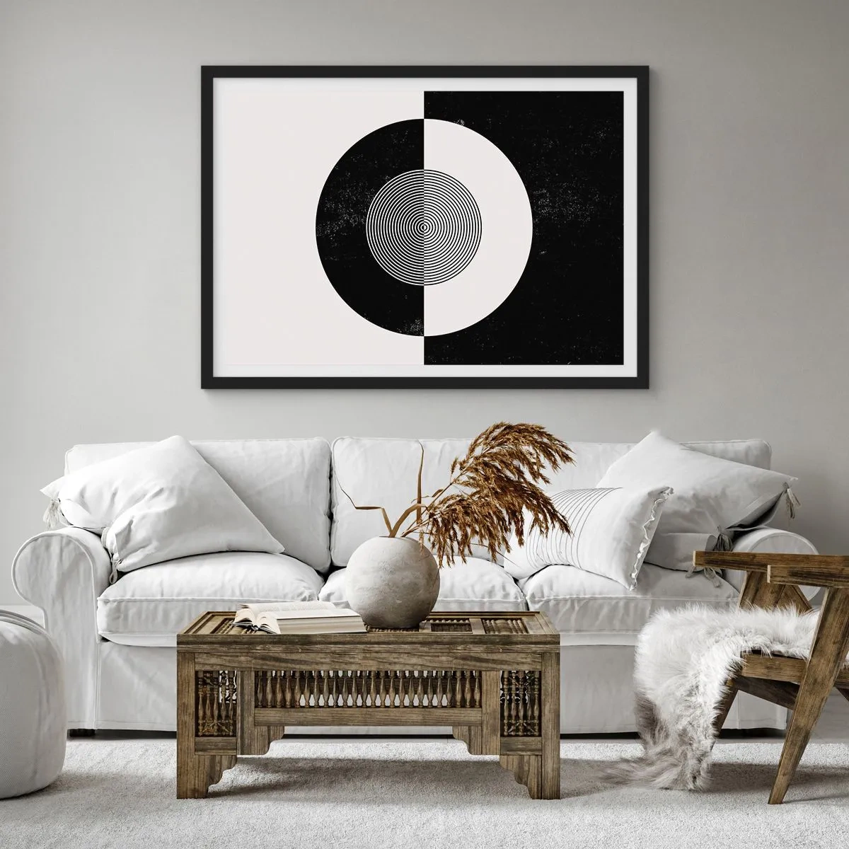 Poster in cornice nera - Armonia in bianco e nero - 50x40 cm