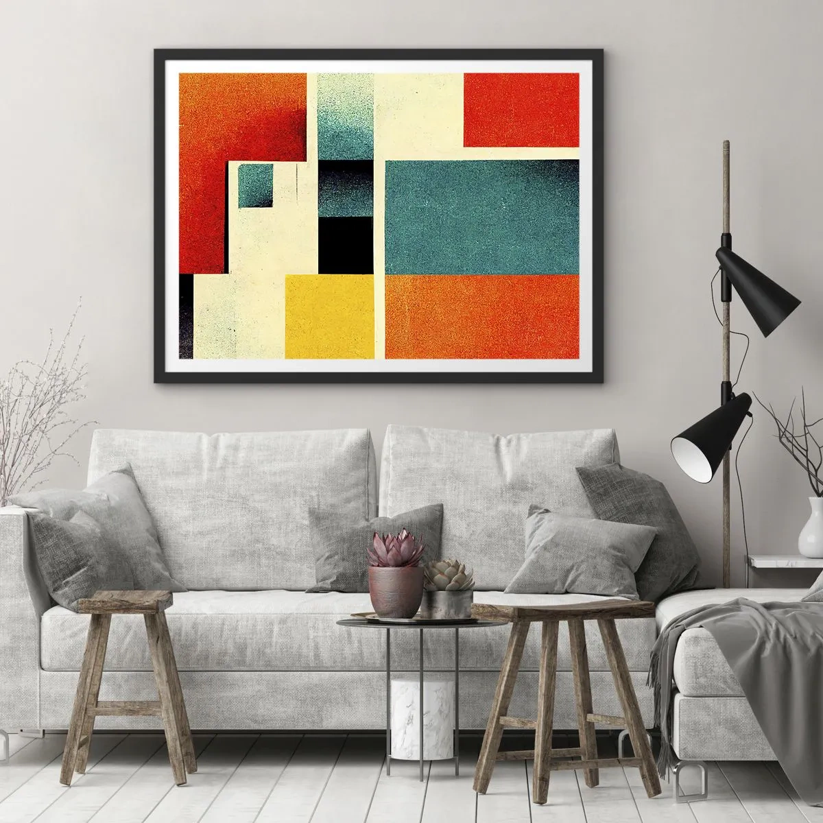 Poster in cornice nera - Astrazione geometrica: energia buona - 91x61 cm