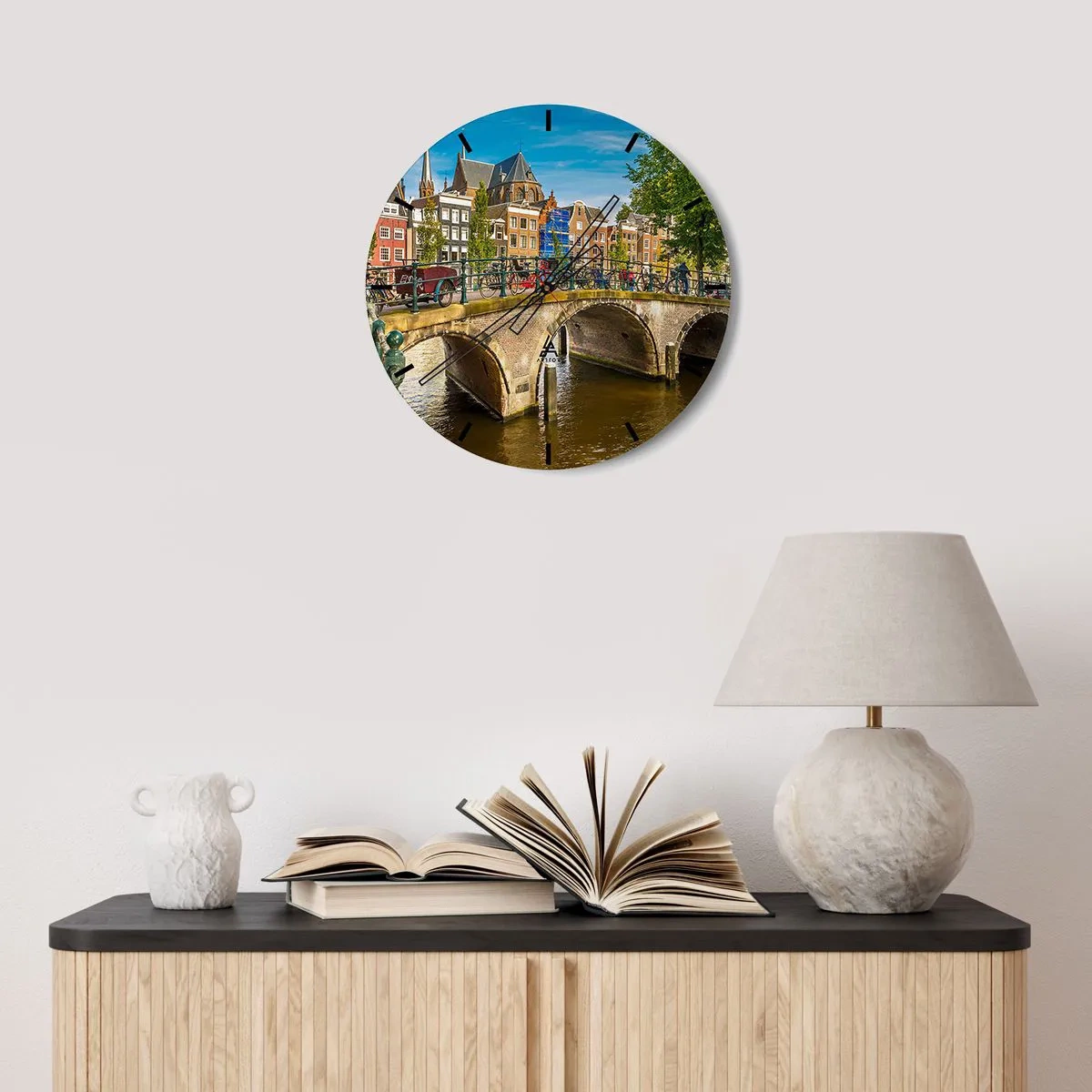 Orologio da parete - Orologio in Vetro - La primavera sul canale - 40x40 cm