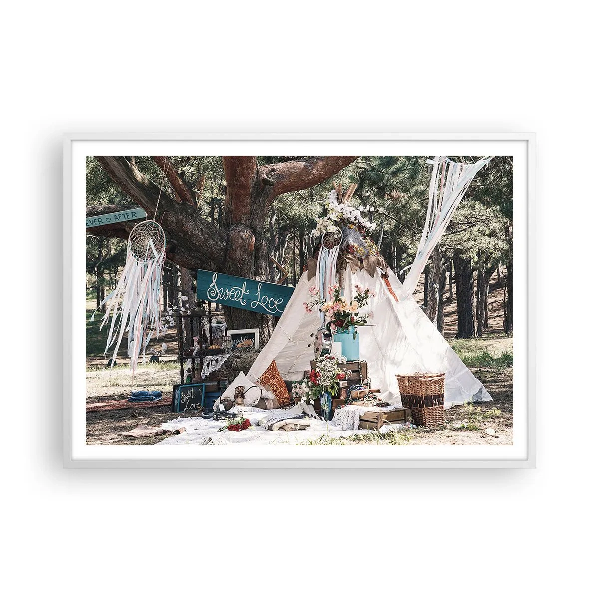 Poster in cornice bianca - Make love... - 100x70 cm