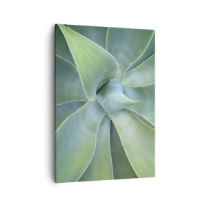 Quadro su tela - Stampe su Tela - Foglie di agave delicate in tonalità di verde - 50x70cm - La nascita del verde - Decorazione murale moderna per soggiorno e camera da letto ARTTOR