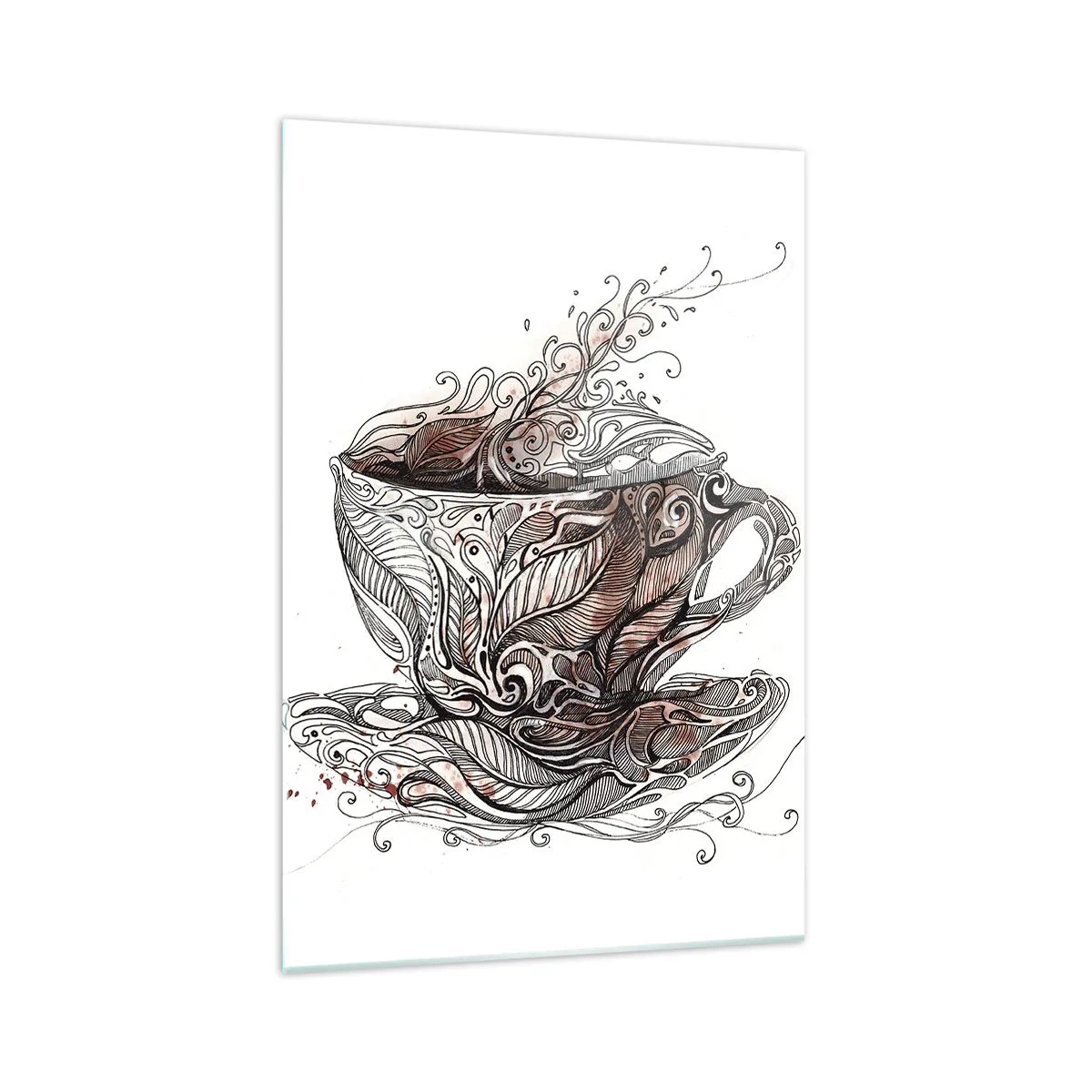 Quadro su vetro - Tazza da caffè decorativa con motivo artistico - 70x100cm - Il tè fa bene a tutto - Decorazione murale moderna per soggiorno e camera da letto ARTTOR