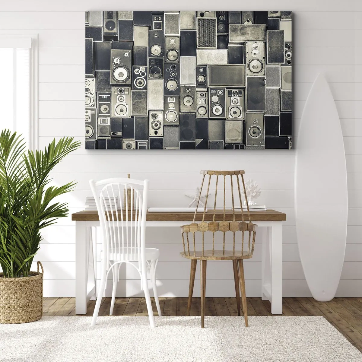 Quadro su tela - Stampe su Tela - Collezione di altoparlanti in stile retrò - 70x50cm - Armonia di suoni - Decorazione murale moderna per soggiorno e camera da letto ARTTOR
