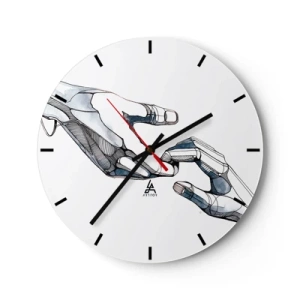 Orologio da parete - Orologio in Vetro - Una fusione simbolica di mani umane e robotiche - 30x30cm - Buon gesto - Decorazione murale moderna per soggiorno, cucina e camera da letto ARTTOR