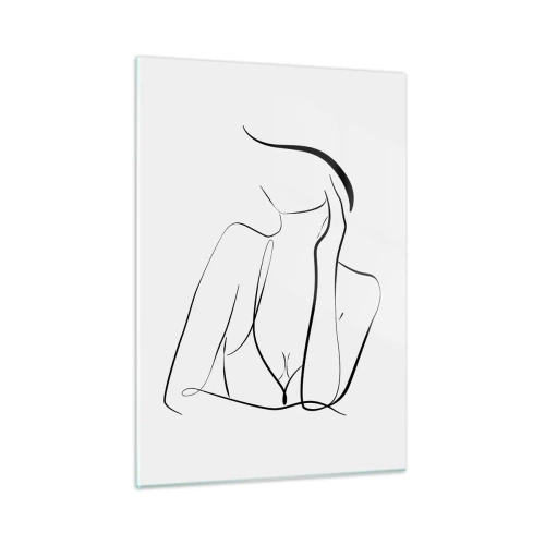 Quadro su vetro - Una linea semplice che mostra il contorno del corpo in tonalità di bianco e nero - 50x70cm - Sull'onda dei sogni - Decorazione murale moderna per soggiorno e camera da letto ARTTOR