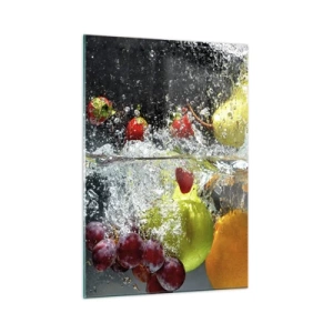 Quadro su vetro - Frutta immersa nell'acqua con schizzi dinamici - 50x70cm - Frutta rinfrescante - Decorazione murale moderna per soggiorno e camera da letto ARTTOR