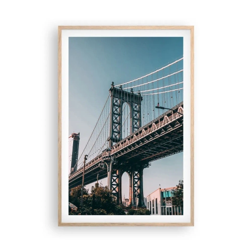 Poster in cornice rovere chiaro - Sopra le onde della città - 61x91 cm