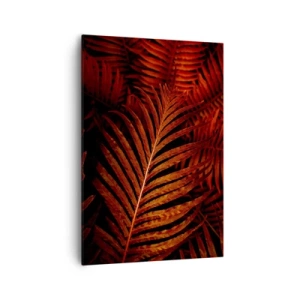 Quadro su tela - Stampe su Tela - Primo piano di foglie tropicali rosse - 70x100cm - Il calore della vita - Decorazione murale moderna per soggiorno e camera da letto ARTTOR