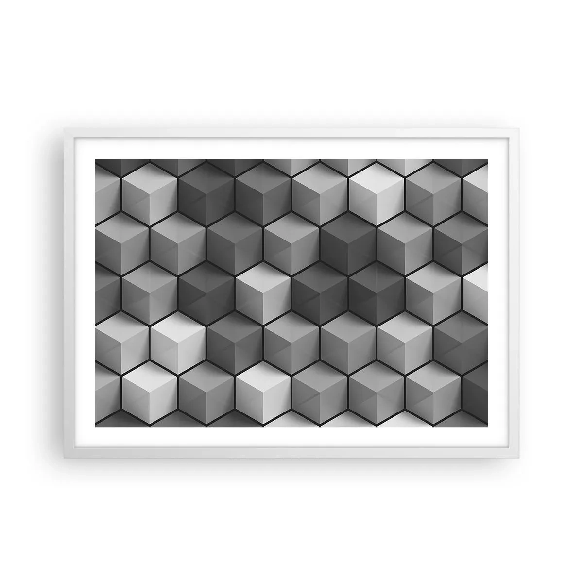 Poster in cornice bianca - Puzzle cubista - 70x50 cm