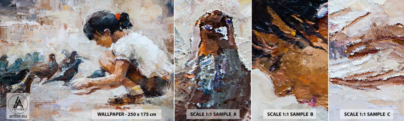 Campione Di Fotomurale Standard Eco - Piccoli e gentili - Ragazza, Piccioncino, Per bambini - 100x30 cm