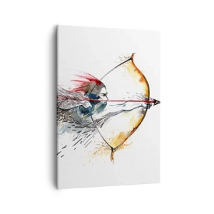 Quadro su tela - Stampe su Tela - Dipinto ad acquerello dinamico di un guerriero con arco e frecce - 50x70cm - Mitico guerriero con arco infuocato - Decorazione murale moderna per soggiorno e camera da letto ARTTOR