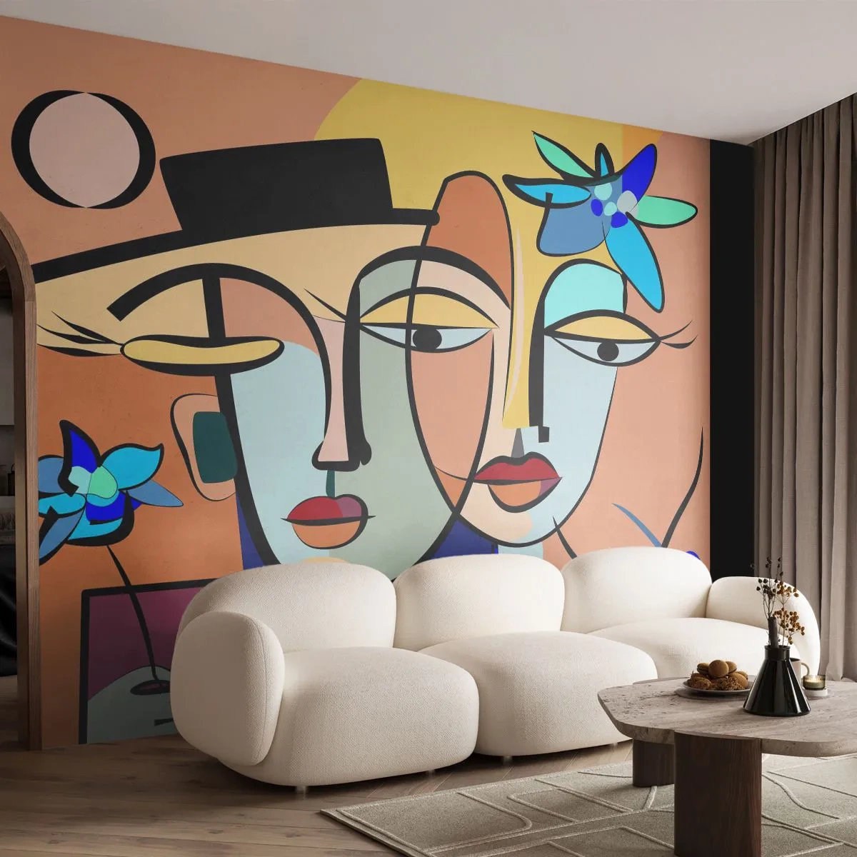 Fotomurali Autoadesivo Deluxe Sticker - Appuntamento in stile Picasso - Facce, Moderno, Cubismo - 250x175 cm
