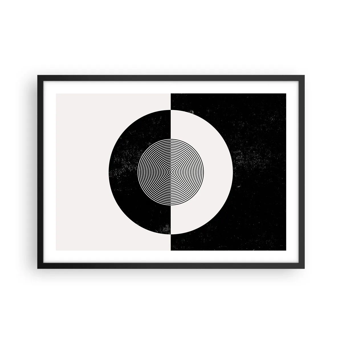 Poster in cornice nera - Motivo grafico in bianco e nero a contrasto - 70x50cm - Armonia in bianco e nero - Decorazione murale moderna per soggiorno e camera da letto ARTTOR