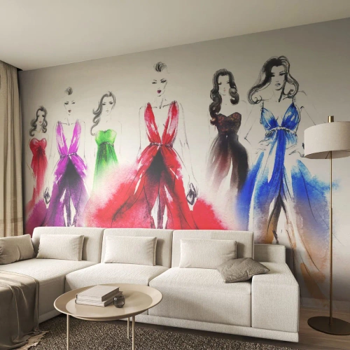 Fotomurali Premium Sand - Moda in stile acquerello - 100x70cm - Voglia di vestiti - Decorazione murale moderna per soggiorno e camera da letto ARTTOR