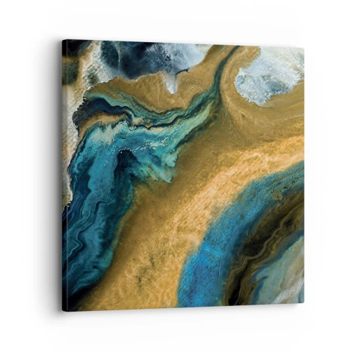 Quadro su tela - Stampe su Tela - Blu-oro: influenza reciproca - 30x30 cm