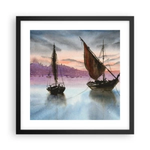 Poster in cornice nera - La sera nel porto - 40x40 cm