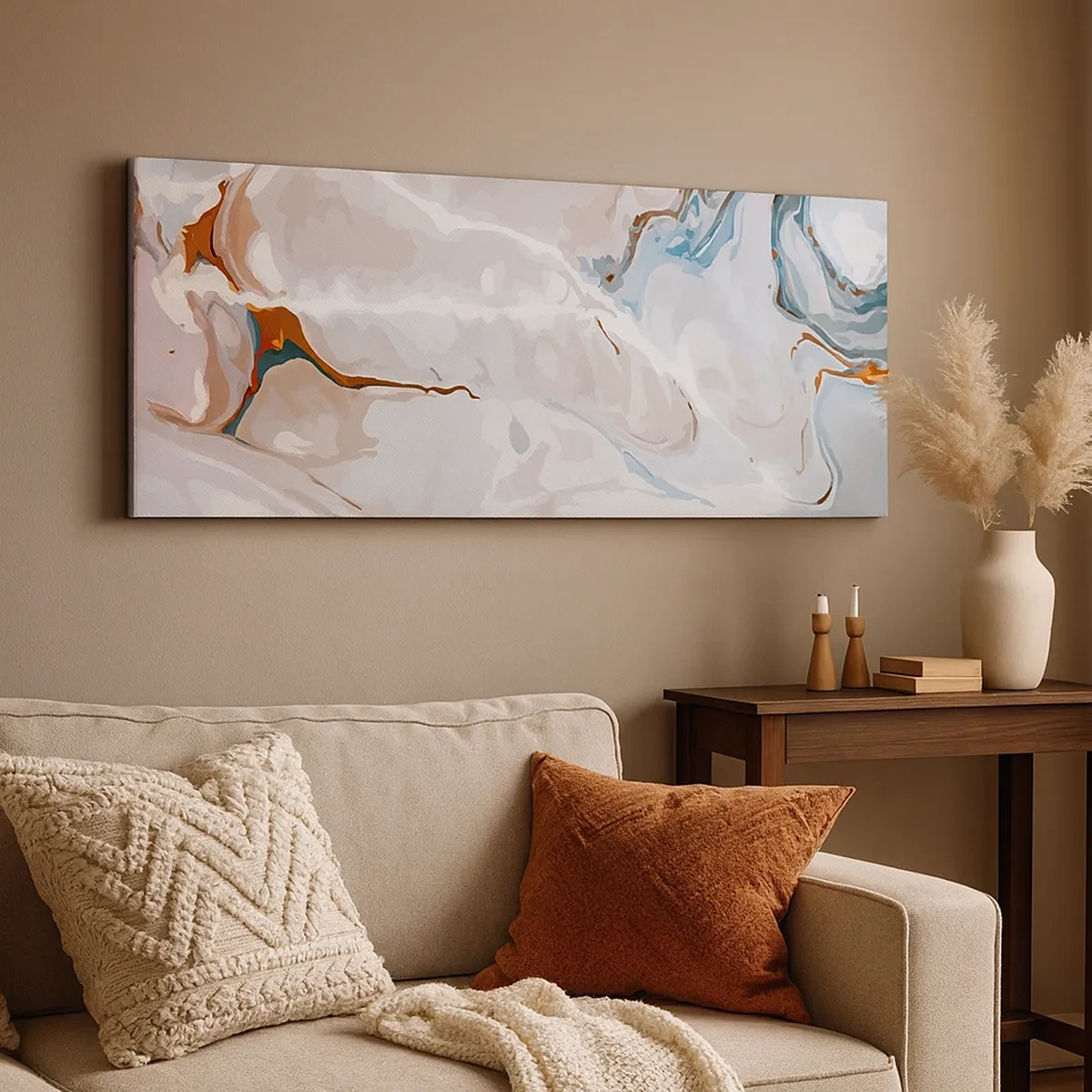 Quadro su tela - Stampe su Tela - Meandri blu sotto il bianco - 30x30 cm