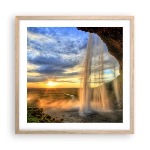 Poster in cornice rovere chiaro - Il mondo dietro una tenda di gocce - 50x50 cm