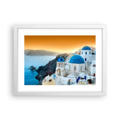 Poster in cornice bianca - Santorini: aggrappate alle rocce - 40x30 cm