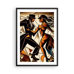 Poster in cornice nera - Una coppia dinamica che balla il tango in stile cubista. - 50x70cm - La danza della passione - Decorazione murale moderna per soggiorno e camera da letto ARTTOR