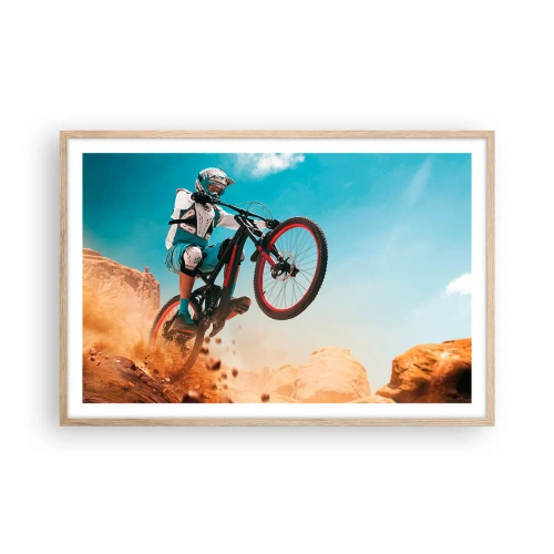 Poster in cornice rovere chiaro - Il demone della follia ciclistica - 91x61 cm