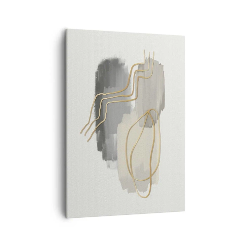 Quadro su tela - Stampe su Tela - Linee dorate astratte su sfondo grigio - 50x70cm - Durata e movimento - Decorazione murale moderna per soggiorno e camera da letto ARTTOR