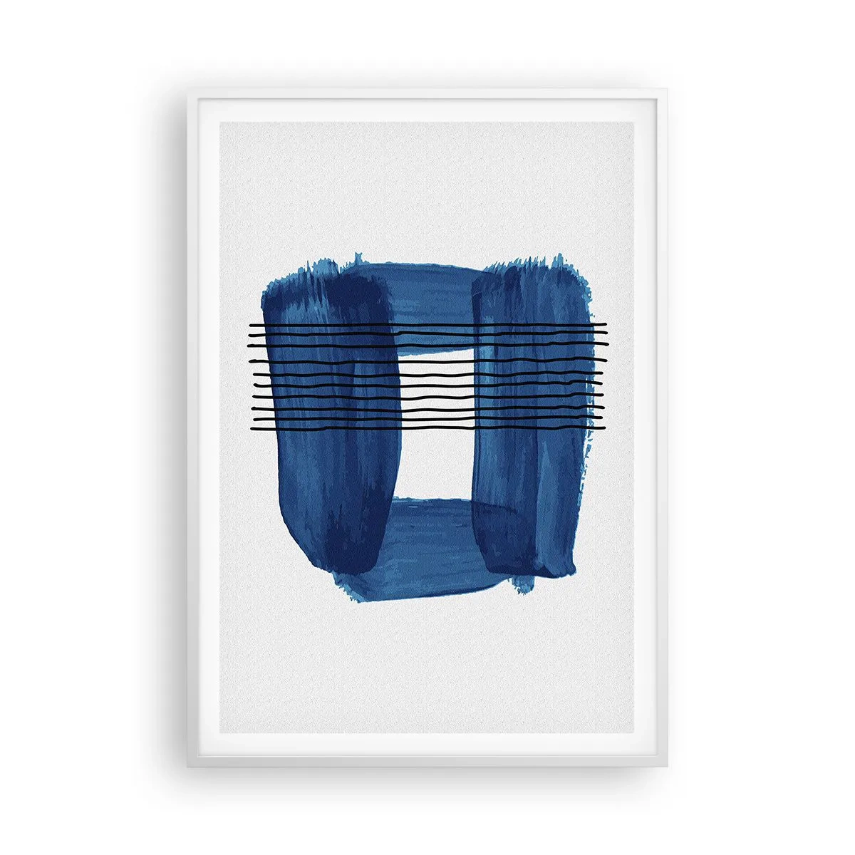 Poster in cornice bianca - Composizione blu e nera - 70x100 cm