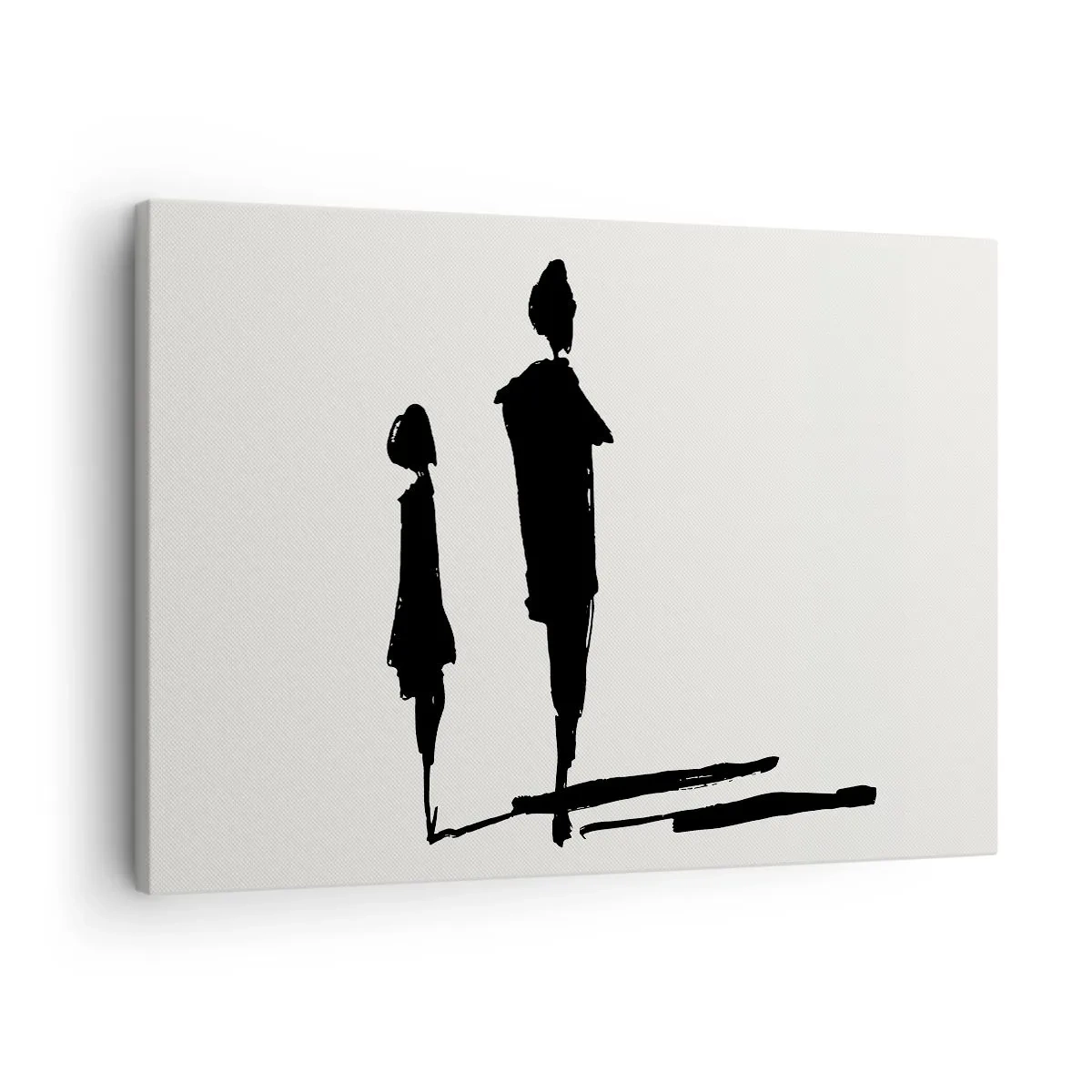 Quadro su tela - Stampe su Tela - Silhouette di due persone in nero su sfondo chiaro - 70x50cm - Sicuramente insieme? - Decorazione murale moderna per soggiorno e camera da letto ARTTOR