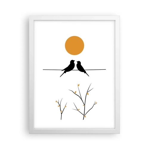Poster in cornice bianca - Sera da usignoli - 30x40 cm