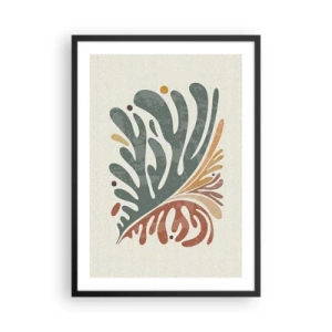 Poster in cornice nera - Motivo botanico a foglie nei toni del verde e del marrone - 50x70cm - Foglia multicolore - Decorazione murale moderna per soggiorno e camera da letto ARTTOR