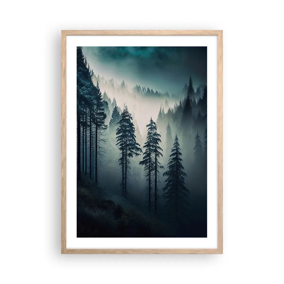 Poster in cornice rovere chiaro - Mattino montano - 50x70 cm