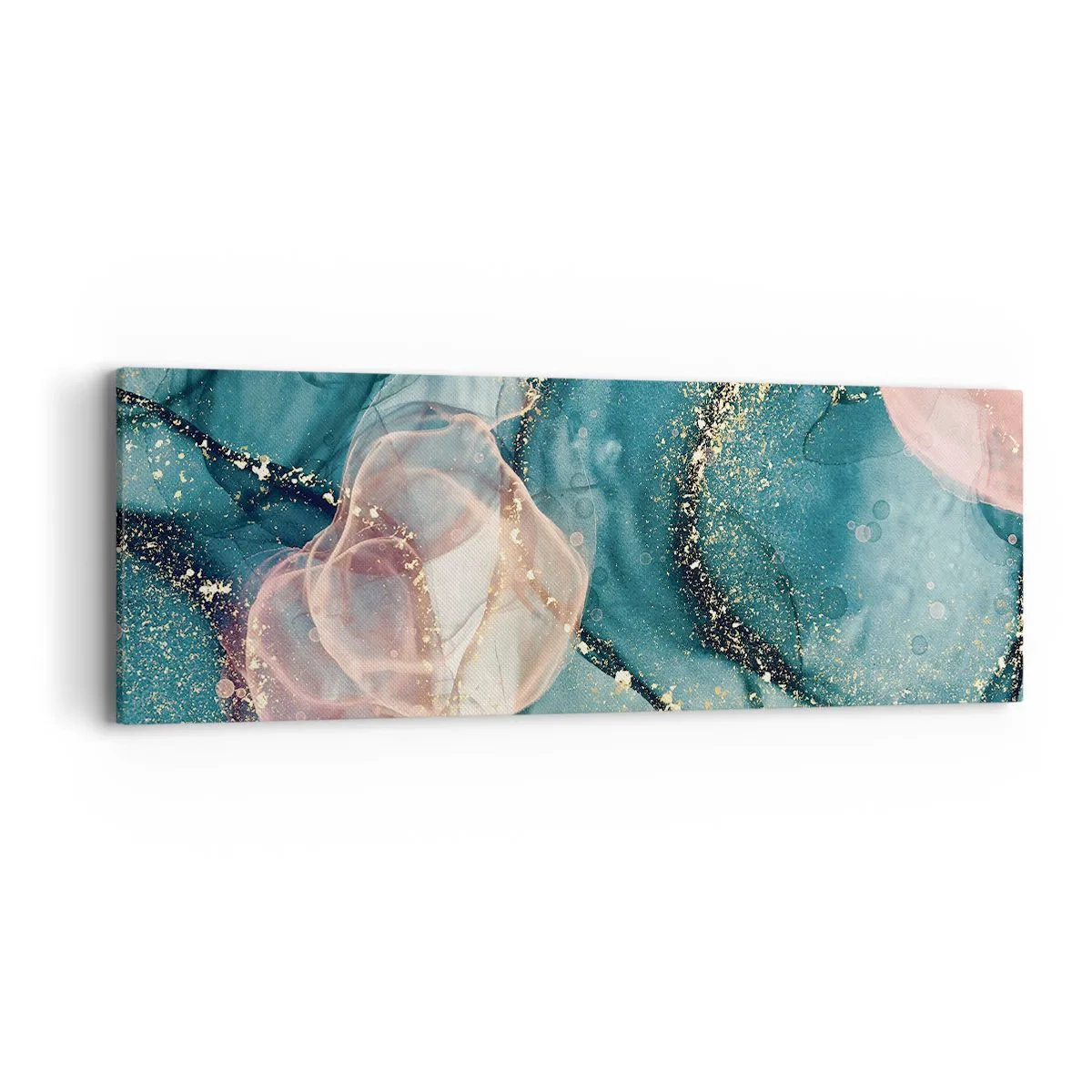 Quadro su tela - Stampe su Tela - Blu di seta, rosa di tulle - 90x30 cm