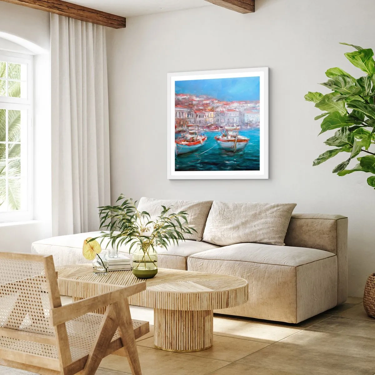 Poster in cornice bianca - Golfo italiano - 50x50 cm