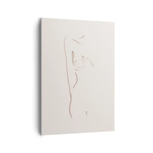 Quadro su tela - Stampe su Tela - Un disegno lineare e sottile di una silhouette su uno sfondo chiaro - 50x70cm - La forma del desiderio - Decorazione murale moderna per soggiorno e camera da letto ARTTOR