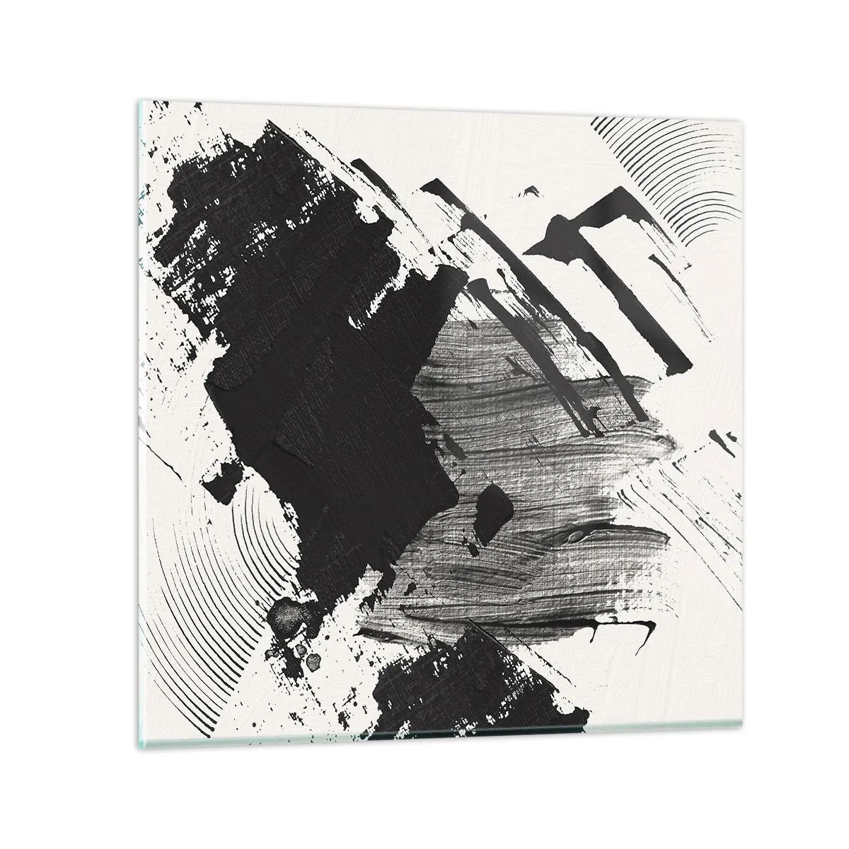 Quadro su vetro - Astrazione: espressione di nero - 60x60 cm