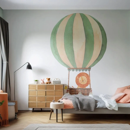 Fotomurali Premium Sand - I viaggi del leone - Palloncino, Leone, Bambini - 400x280 cm