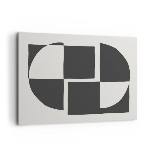Quadro su tela - Stampe su Tela - Forme geometriche astratte in bianco e nero - 100x70cm - Antitesi - sintesi - Decorazione murale moderna per soggiorno e camera da letto ARTTOR