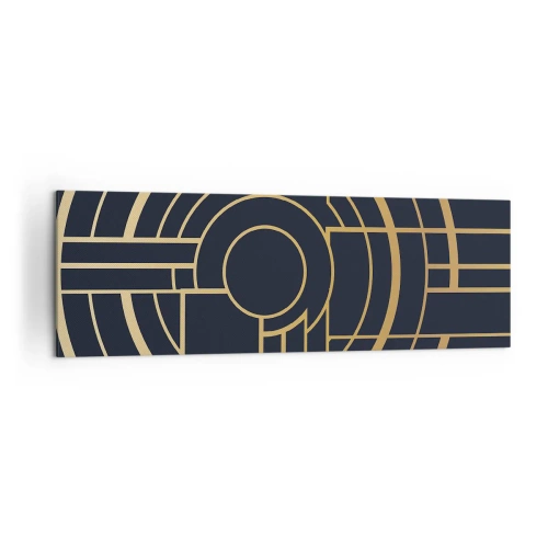 Quadro su tela - Stampe su Tela - Motivo geometrico con linee dorate - 160x50cm - Il giro delle cose - Decorazione murale moderna per soggiorno e camera da letto ARTTOR