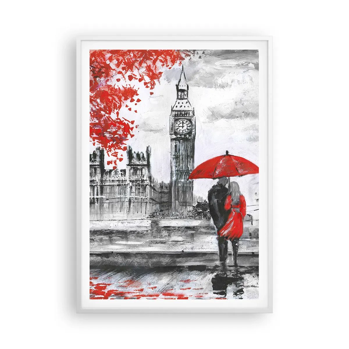 Poster in cornice bianca - Innamorati a Londra - 70x100 cm