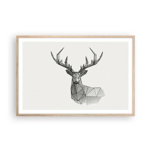 Poster in cornice rovere chiaro - Cervo in stile cubista - 91x61 cm